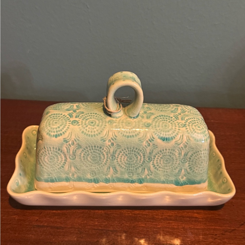 NWT Anthropologie Old Havana Butter Dish in Mint Green - Picture 7 of 8